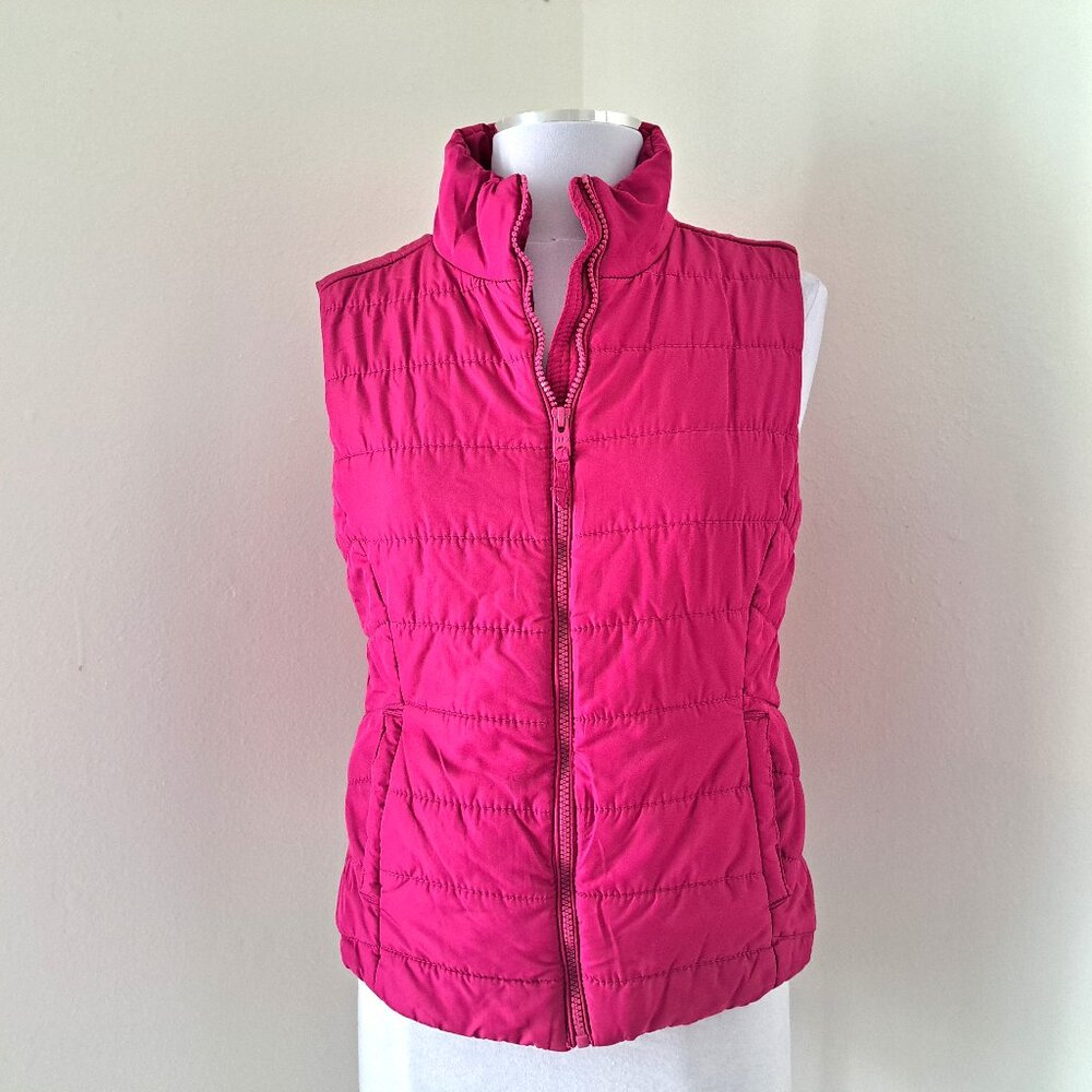 Aeropostale Women's Hi/Low Puffer Jacket Size M Pink Magenta Full Zip Pre-owned